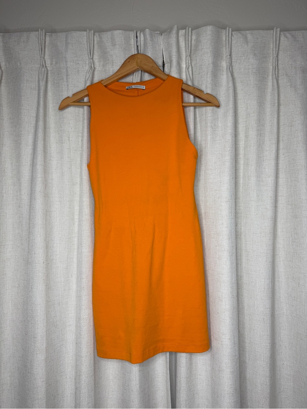 Zara Bright Orange Sleeveless Mini Shift Dress